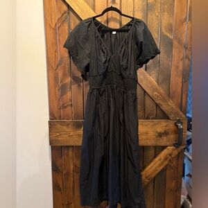 Old Navy Black Midi Dress with Lace Details
